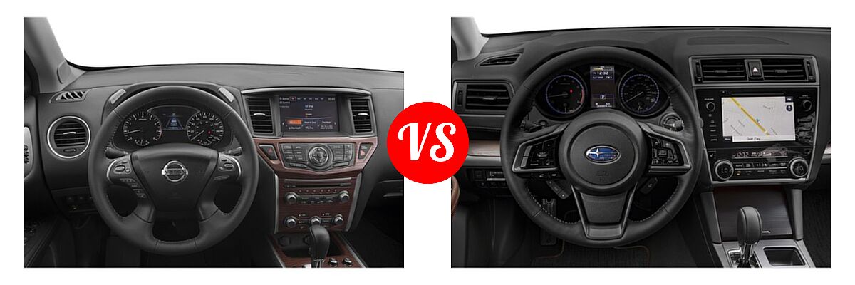 2019 Nissan Pathfinder SUV Platinum vs. 2019 Subaru Outback SUV Touring - Dashboard Comparison