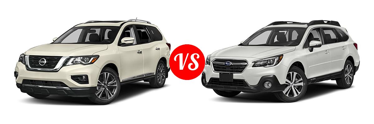 2019 Nissan Pathfinder SUV Platinum vs. 2019 Subaru Outback SUV Premium / Touring - Front Left Comparison