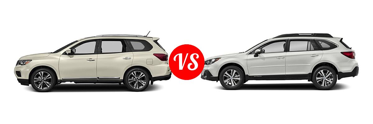 2019 Nissan Pathfinder SUV Platinum vs. 2019 Subaru Outback SUV Premium / Touring - Side Comparison