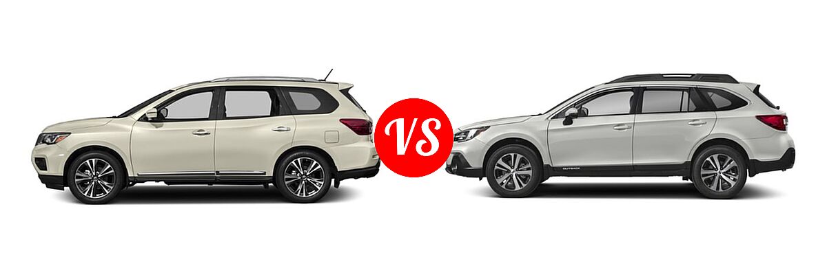 2019 Nissan Pathfinder SUV Platinum vs. 2019 Subaru Outback SUV Limited - Side Comparison