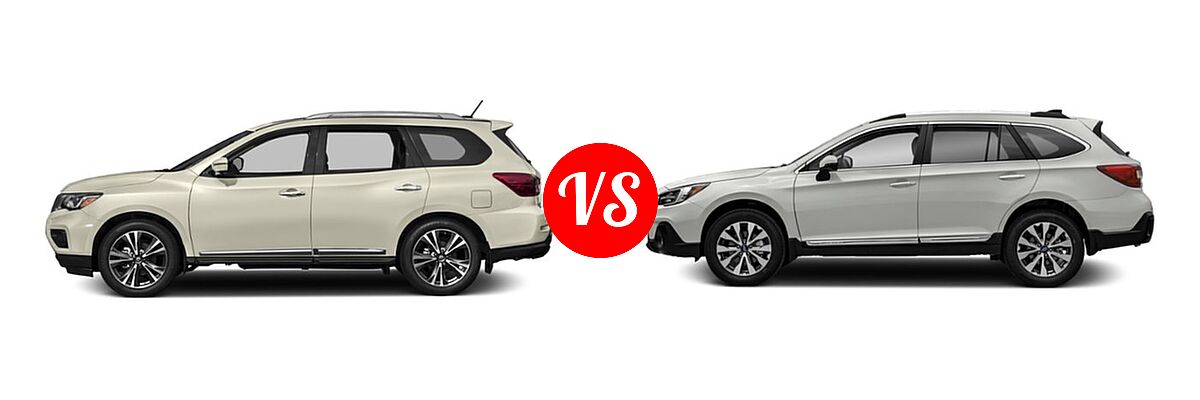 2019 Nissan Pathfinder SUV Platinum vs. 2019 Subaru Outback SUV Touring - Side Comparison