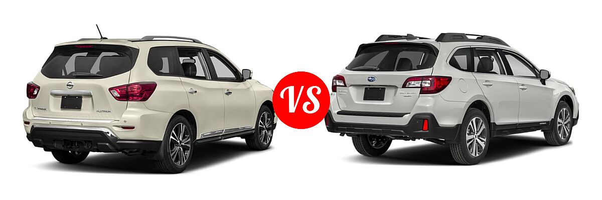2019 Nissan Pathfinder SUV Platinum vs. 2019 Subaru Outback SUV 2.5i - Rear Right Comparison