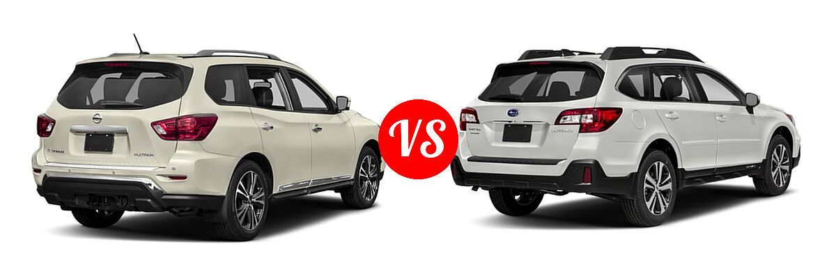 2019 Nissan Pathfinder SUV Platinum vs. 2019 Subaru Outback SUV Premium / Touring - Rear Right Comparison