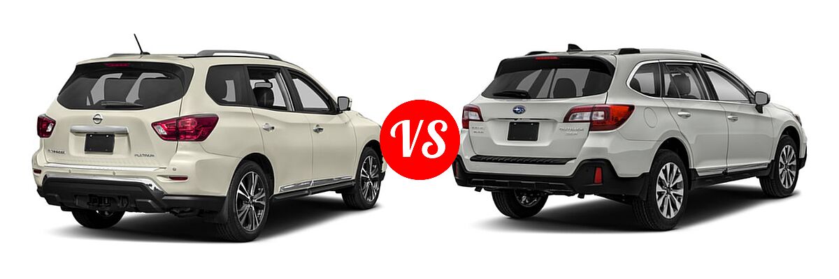 2019 Nissan Pathfinder SUV Platinum vs. 2019 Subaru Outback SUV Touring - Rear Right Comparison