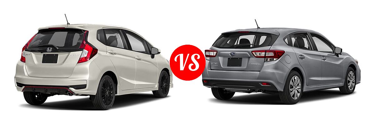 2019 Honda Fit Hatchback Sport vs. 2019 Subaru Impreza Hatchback 2.0i 5-door CVT / 2.0i 5-door Manual / Premium - Rear Right Comparison