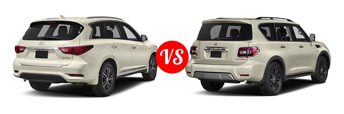 2019 Infiniti QX60 SUV LUXE / PURE vs. 2019 Nissan Armada SUV Platinum / SL - Rear Right Comparison