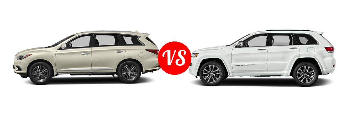 2019 Infiniti QX60 SUV LUXE / PURE vs. 2019 Jeep Grand Cherokee SUV Limited - Side Comparison