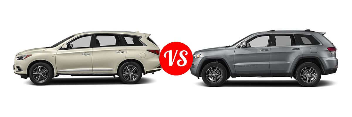 2019 Infiniti QX60 SUV LUXE / PURE vs. 2019 Jeep Grand Cherokee SUV Limited X - Side Comparison