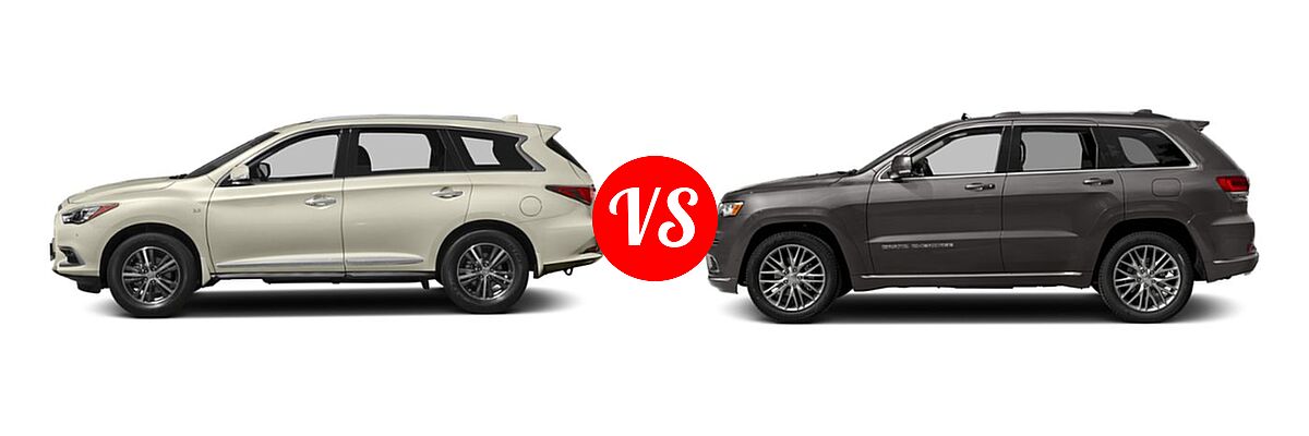2019 Infiniti QX60 SUV LUXE / PURE vs. 2019 Jeep Grand Cherokee SUV Summit - Side Comparison