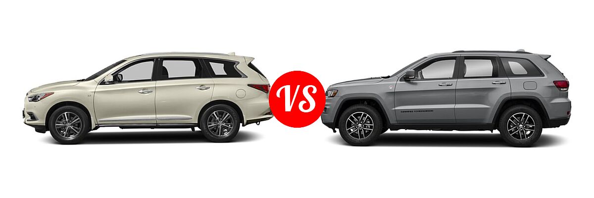 2019 Infiniti QX60 SUV LUXE / PURE vs. 2019 Jeep Grand Cherokee SUV Trailhawk - Side Comparison