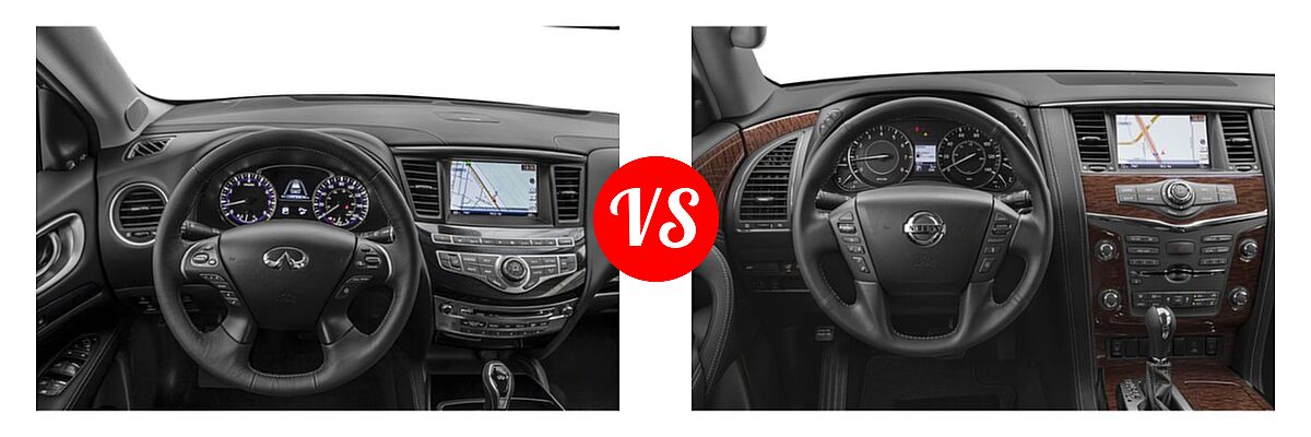 2019 Infiniti QX60 SUV LUXE / PURE vs. 2019 Nissan Armada SUV Platinum / SL - Dashboard Comparison