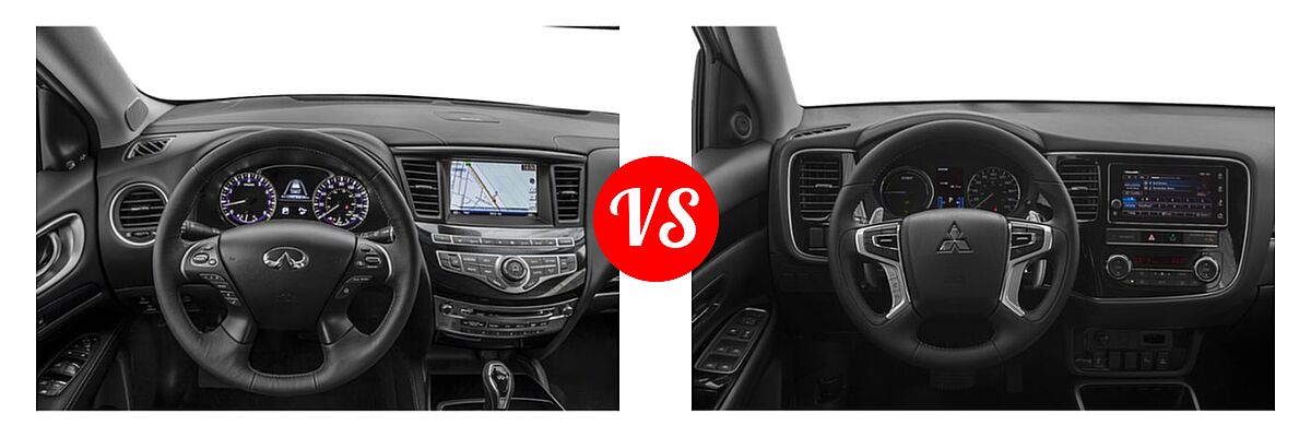 2019 Infiniti QX60 SUV LUXE / PURE vs. 2019 Mitsubishi Outlander PHEV SUV PHEV GT / SEL - Dashboard Comparison