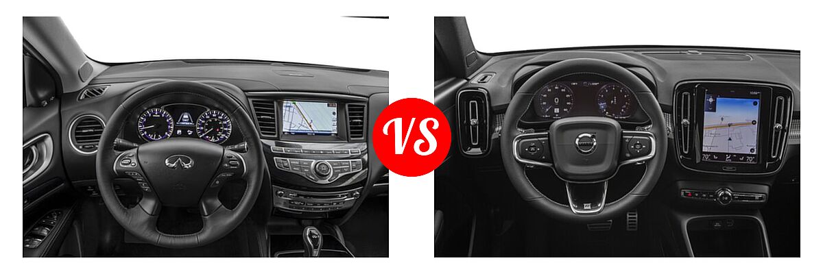 2019 Infiniti QX60 SUV LUXE / PURE vs. 2019 Volvo XC40 SUV R-Design - Dashboard Comparison