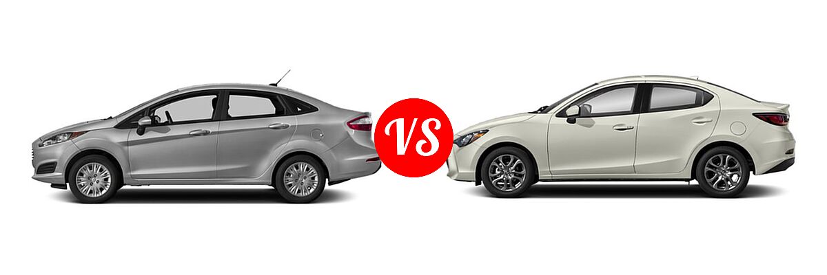 2019 Ford Fiesta Sedan S / SE vs. 2019 Toyota Yaris Sedan L / LE / XLE - Side Comparison