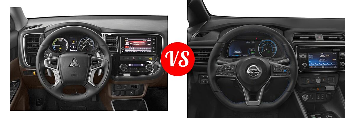 2018 Mitsubishi Outlander PHEV SUV GT / SEL vs. 2018 Nissan Leaf Hatchback S / SL / SV - Dashboard Comparison