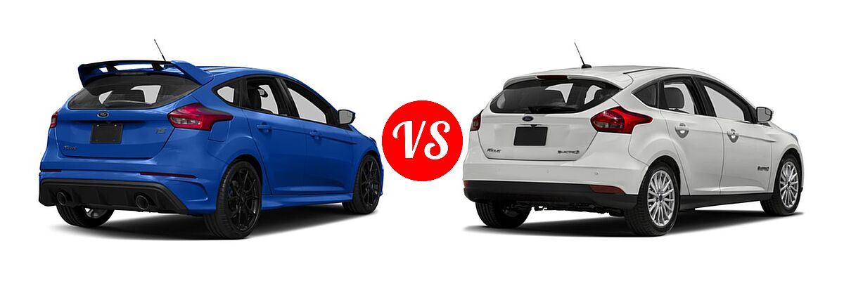 2017 Ford Focus RS Hatchback RS vs. 2017 Ford Focus Hatchback Electric Electric - Rear Right Comparison