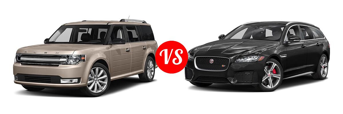 2019 Ford Flex Wagon Limited vs. 2019 Jaguar XF Wagon Prestige / S - Front Left Comparison