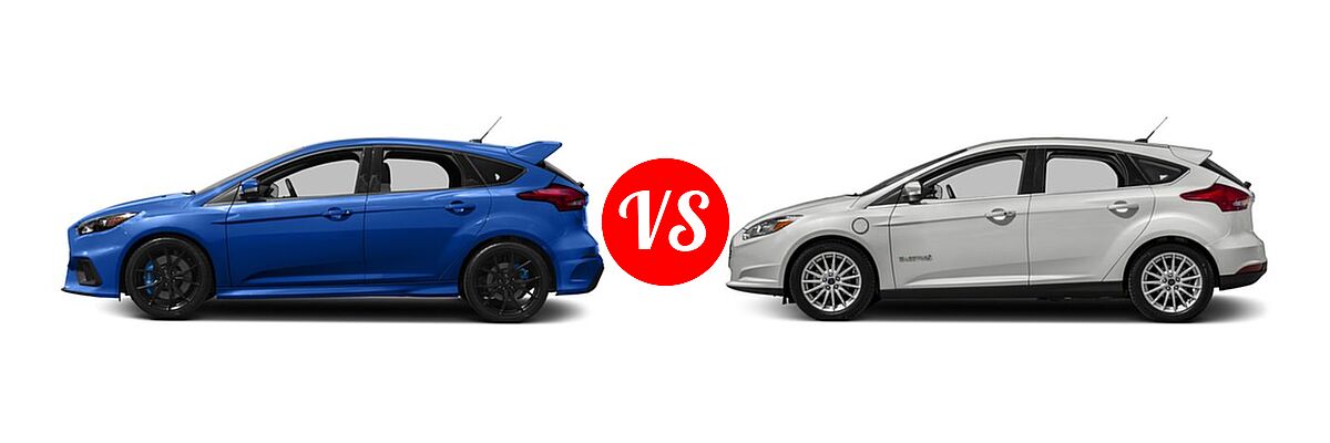 2017 Ford Focus RS Hatchback RS vs. 2017 Ford Focus Hatchback Electric Electric - Side Comparison