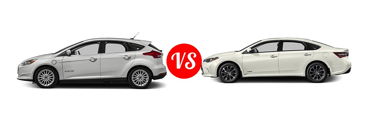 2017 Ford Focus Hatchback Electric Electric vs. 2017 Toyota Avalon Hybrid Sedan Hybrid XLE Plus / Hybrid XLE Premium - Side Comparison