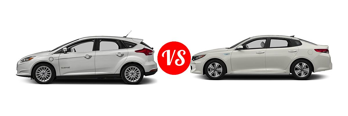 2017 Ford Focus Hatchback Electric Electric vs. 2017 Kia Optima Hybrid Sedan EX - Side Comparison