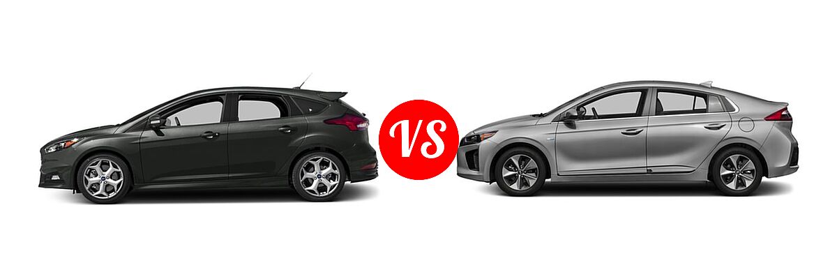 2017 Ford Focus ST Hatchback ST vs. 2017 Hyundai Ioniq Electric Hatchback Limited - Side Comparison