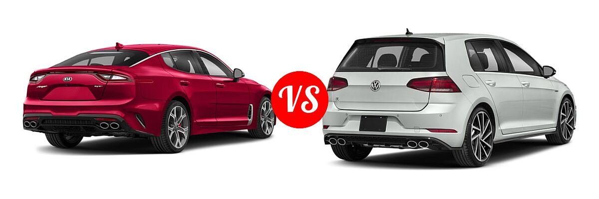 2019 Kia Stinger Hatchback Base / GT1 / GT2 / Premium vs. 2019 Volkswagen Golf R Hatchback 2.0T DSG w/DCC/Nav / 2.0T Manual w/DCC/Nav - Rear Right Comparison