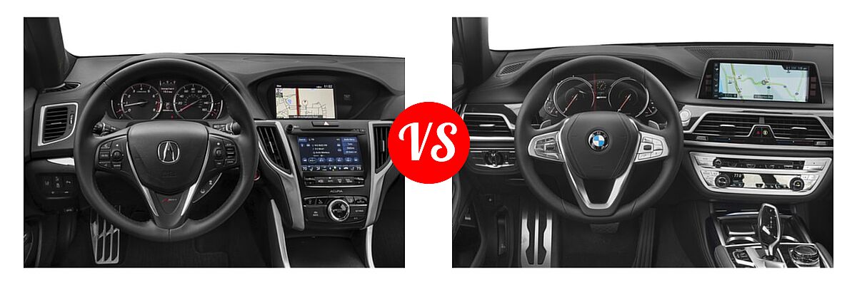 2019 Acura TLX Sedan w/A-SPEC Pkg Red Leather vs. 2019 BMW 7 Series Sedan PHEV 740e xDrive iPerformance - Dashboard Comparison