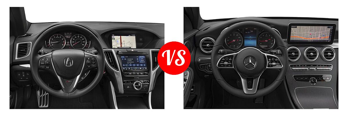 2019 Acura TLX Sedan w/A-SPEC Pkg Red Leather vs. 2019 Mercedes-Benz C-Class Sedan C 300 - Dashboard Comparison