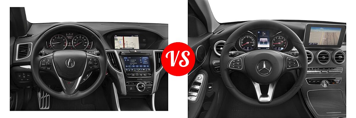 2019 Acura TLX Sedan w/A-SPEC Pkg Red Leather vs. 2018 Mercedes-Benz C-Class Sedan C 300 - Dashboard Comparison