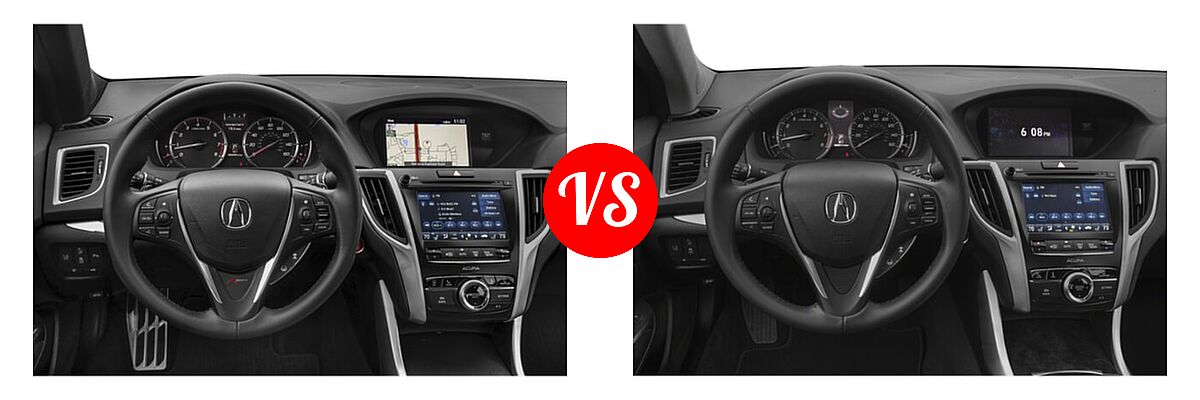 2019 Acura TLX Sedan w/A-SPEC Pkg Red Leather vs. 2020 Acura TLX Sedan 3.5L FWD - Dashboard Comparison