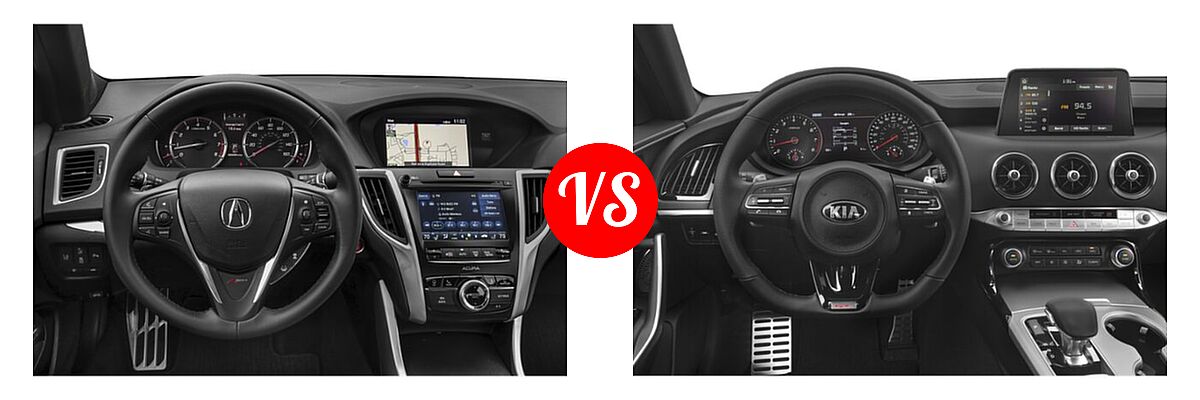 2019 Acura TLX Sedan w/A-SPEC Pkg Red Leather vs. 2020 Kia Stinger Sedan GT / GT-Line / GT1 / GT2 - Dashboard Comparison