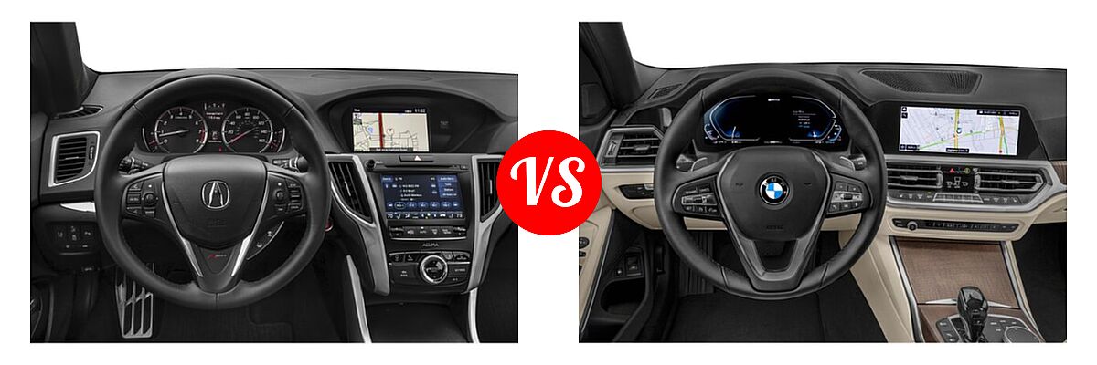 2019 Acura TLX Sedan w/A-SPEC Pkg Red Leather vs. 2021 BMW 3 Series Sedan PHEV 330e / 330e xDrive - Dashboard Comparison