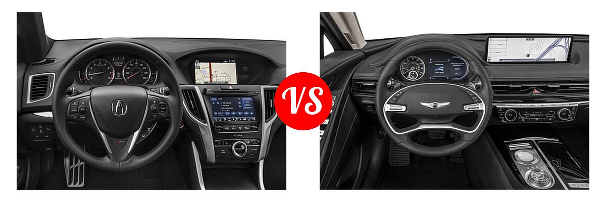 2019 Acura TLX Sedan w/A-SPEC Pkg Red Leather vs. 2021 Genesis G80 Sedan 2.5T / 3.5T - Dashboard Comparison
