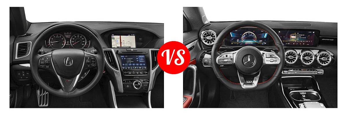 2019 Acura TLX Sedan w/A-SPEC Pkg Red Leather vs. 2021 Mercedes-Benz CLA-Class 45 AMG Sedan AMG CLA 45 - Dashboard Comparison