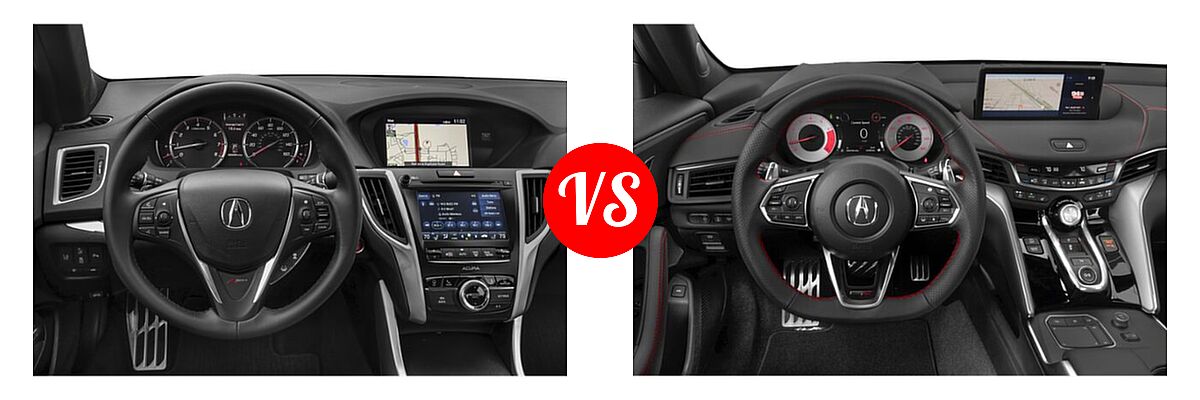 2019 Acura TLX Sedan w/A-SPEC Pkg Red Leather vs. 2022 Acura TLX Sedan Type S - Dashboard Comparison