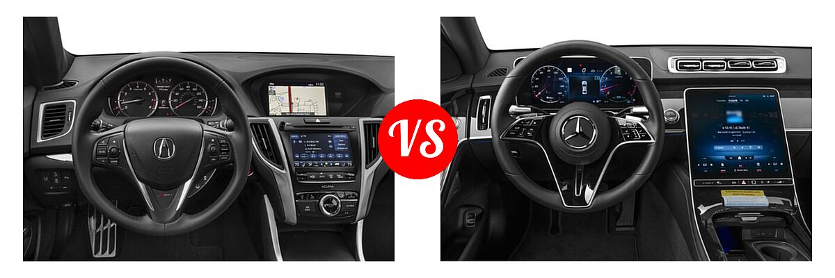 2019 Acura TLX Sedan w/A-SPEC Pkg Red Leather vs. 2022 Mercedes-Benz S-Class Sedan S 500 - Dashboard Comparison