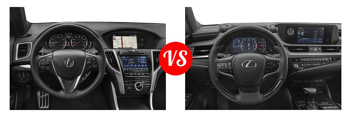 2019 Acura TLX Sedan w/A-SPEC Pkg Red Leather vs. 2021 Lexus ES 250 Sedan ES 250 F SPORT / ES 250 Luxury / ES 250 Ultra Luxury - Dashboard Comparison