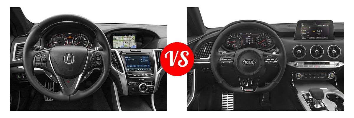 2019 Acura TLX Sedan 2.4L FWD vs. 2020 Kia Stinger Sedan GT / GT-Line / GT1 / GT2 - Dashboard Comparison