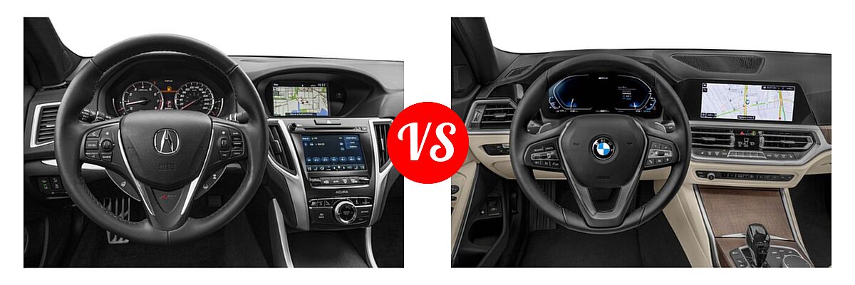 2019 Acura TLX Sedan 2.4L FWD vs. 2021 BMW 3 Series Sedan PHEV 330e / 330e xDrive - Dashboard Comparison