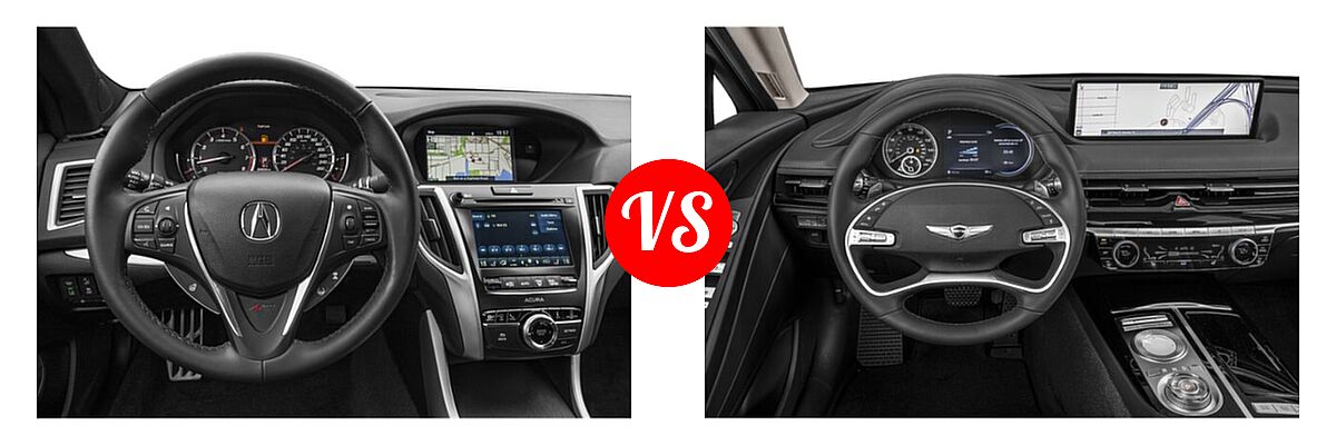 2019 Acura TLX Sedan 2.4L FWD vs. 2021 Genesis G80 Sedan 2.5T / 3.5T - Dashboard Comparison