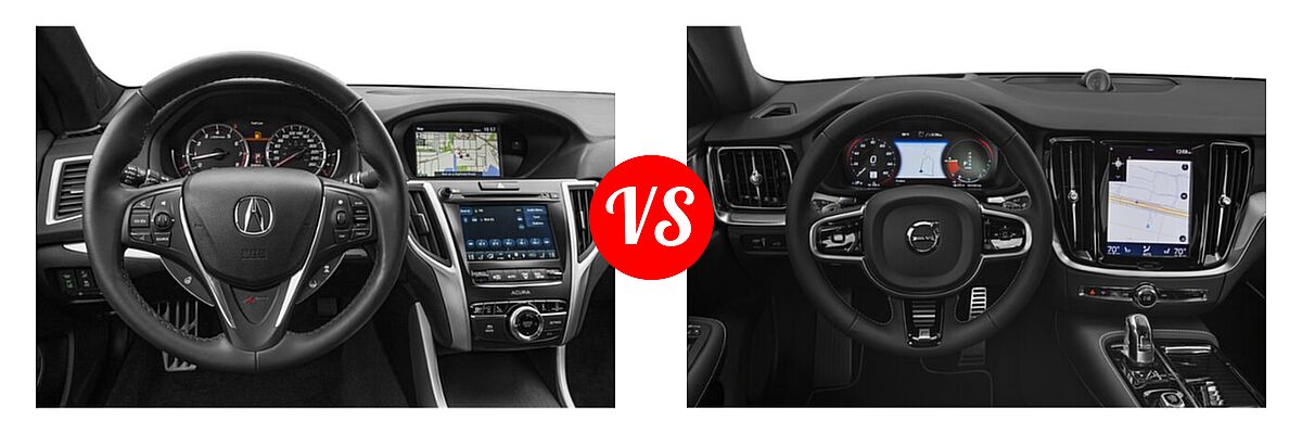2019 Acura TLX Sedan 2.4L FWD vs. 2021 Volvo S60 Sedan PHEV Polestar - Dashboard Comparison