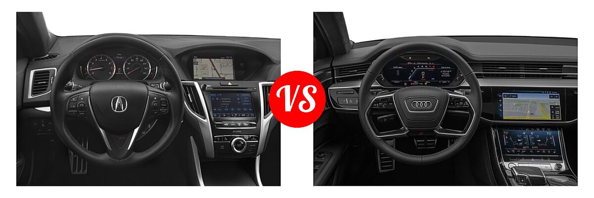 2019 Acura TLX Sedan 3.5L FWD vs. 2021 Audi S8 Sedan 4.0 TFSI - Dashboard Comparison