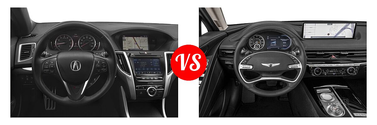 2019 Acura TLX Sedan 3.5L FWD vs. 2021 Genesis G80 Sedan 2.5T / 3.5T - Dashboard Comparison