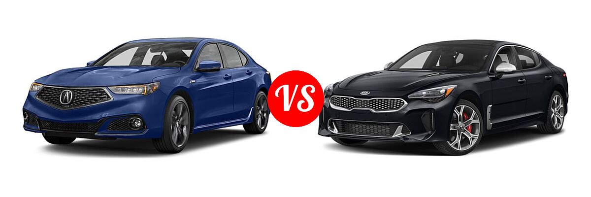 2019 Acura TLX Sedan w/Advance Pkg vs. 2020 Kia Stinger Sedan GT / GT-Line / GT1 / GT2 - Front Left Comparison