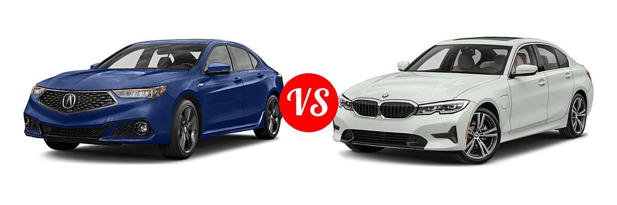 2019 Acura TLX Sedan w/Advance Pkg vs. 2021 BMW 3 Series Sedan PHEV 330e / 330e xDrive - Front Left Comparison