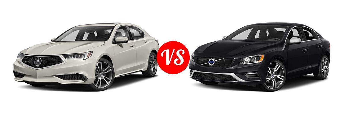 2019 Acura TLX Sedan w/Technology Pkg vs. 2018 Volvo S60 Sedan R-Design Platinum - Front Left Comparison