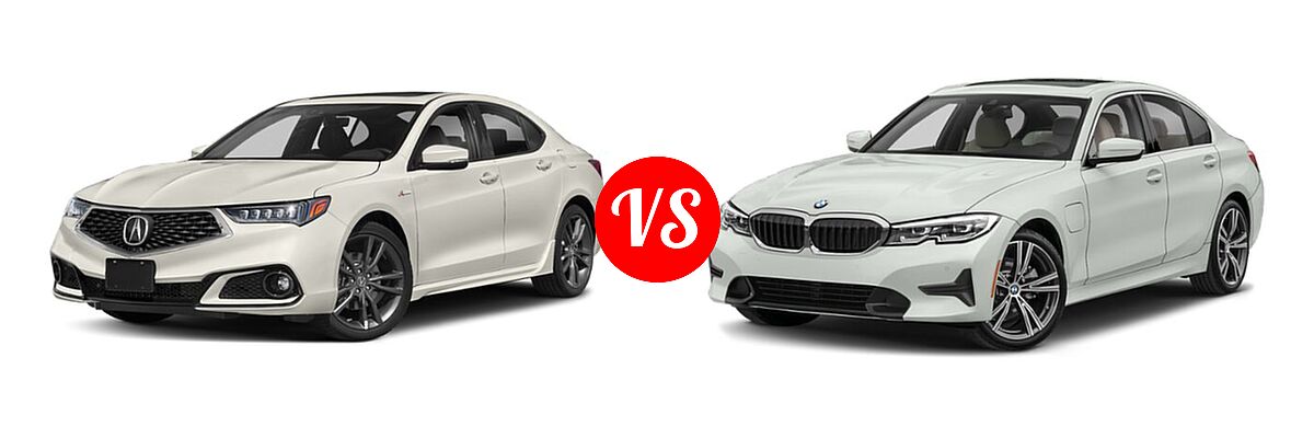 2019 Acura TLX Sedan w/A-SPEC Pkg vs. 2021 BMW 3 Series Sedan PHEV 330e / 330e xDrive - Front Left Comparison