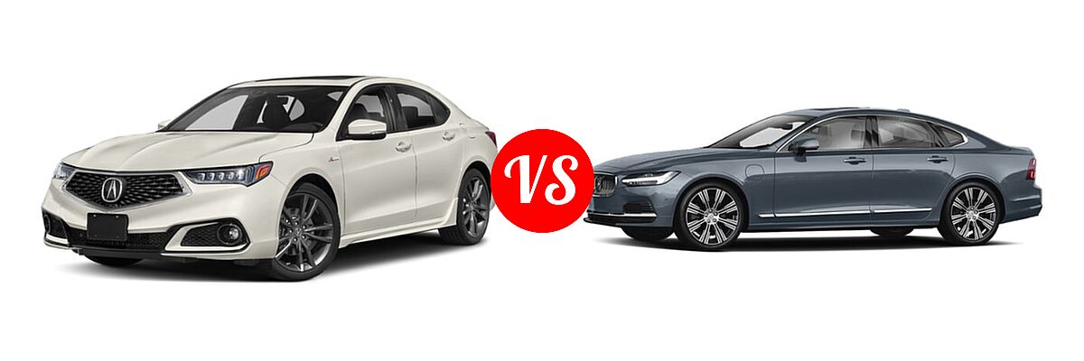 2019 Acura TLX Sedan w/A-SPEC Pkg vs. 2022 Volvo S90 Sedan PHEV Inscription / R-Design - Front Left Comparison