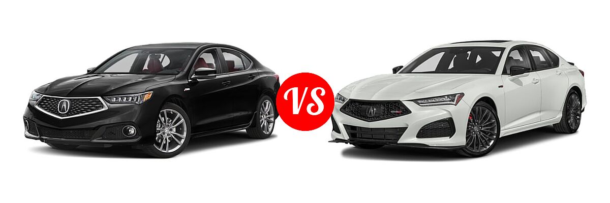 2019 Acura TLX Sedan w/A-SPEC Pkg Red Leather vs. 2022 Acura TLX Sedan w/A-Spec Package - Front Left Comparison