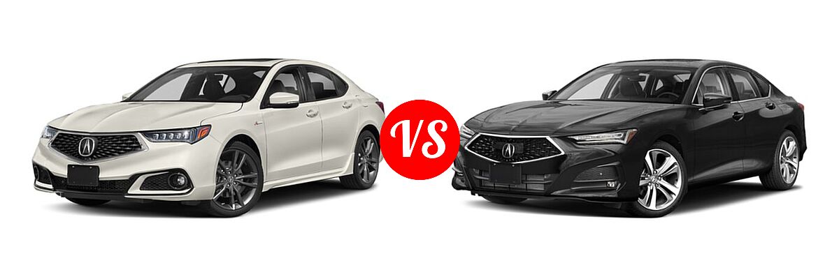 2019 Acura TLX Sedan 3.5L FWD vs. 2022 Acura TLX Sedan FWD / SH-AWD - Front Left Comparison